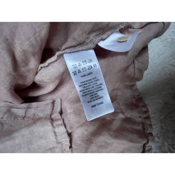 Sigrid Olsen Womens Medium Button-Back Linen Shirt Brown Long Sleeve Casual Top - Picture 9 of 9